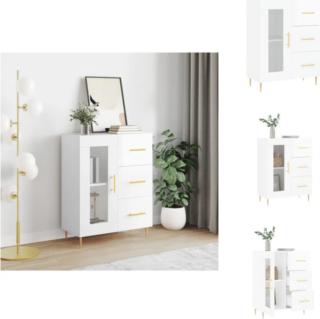 vidaXL Credenza bianca lucida 69,5x34x90 cm in legno - Credenze
