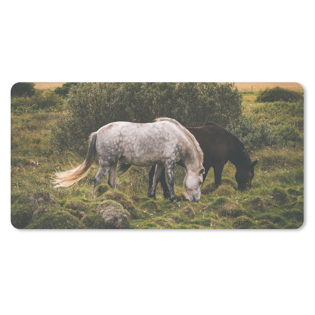 MuchoWow Schreibtischunterlage Pferde - Gras - Isländer 80x40 cm - XXL Mauspad - Gaming Mauspad