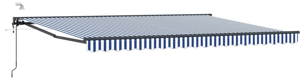 Elektrische ausziehbare Markise Blau und Weiß 4 × 3,5 m