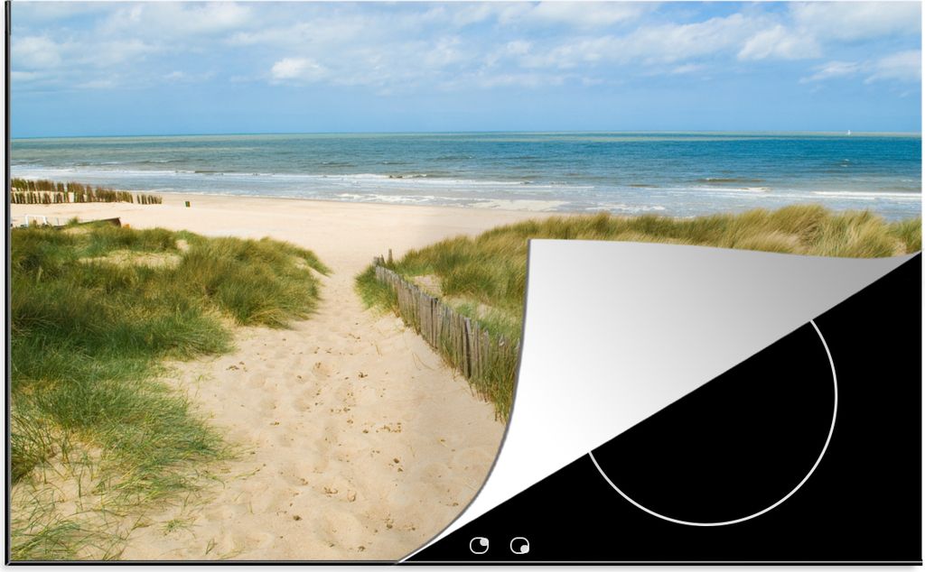 KitchenYeah Herdabdeckplatte Strand - Meer - Düne - Belgien , 80x52cm, Küche Deko, Glaskeramikkochfeld Herdabdeckung, Abdeckplatte fùr Kochfeld