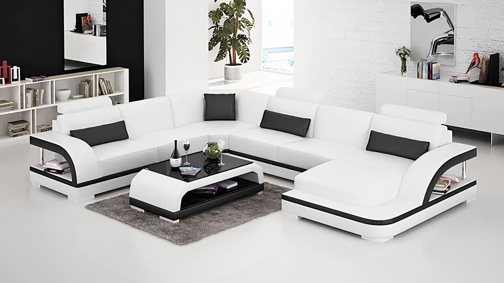 Moderne Wohnlandschaft Ecksofa 2tlg. mit Couchtisch Sofa Couch Ledergarnitur Neu