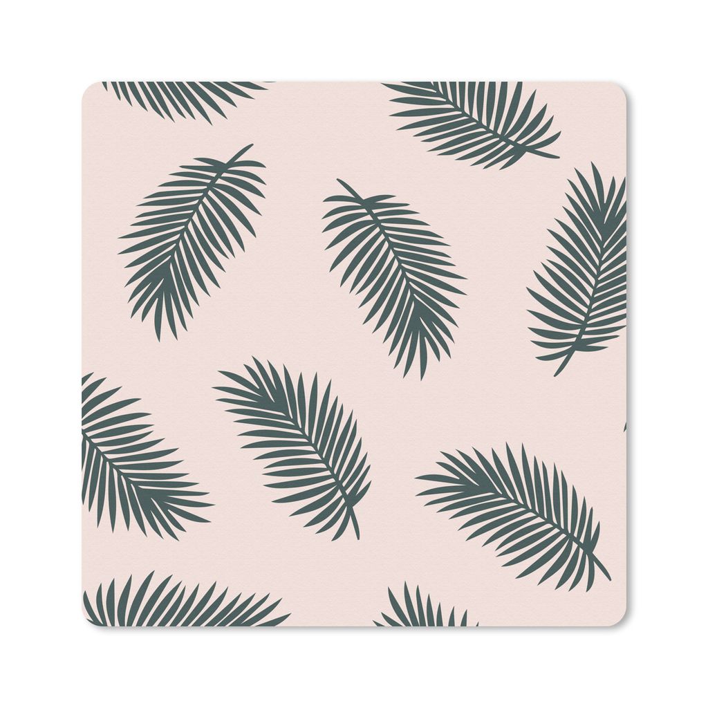 MuchoWow Mauspad Mousepad Sommer - Palmenblätter - Pastell 30x30 cm - Mousepads - Maus Mat - Pad - Mausunterlage - Gaming