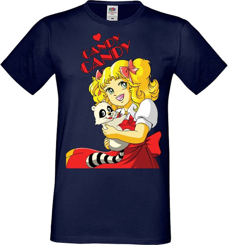 Herren T-Shirt Manga Anime Candy Candy Candy Candy, Man XL / Dunkelblau