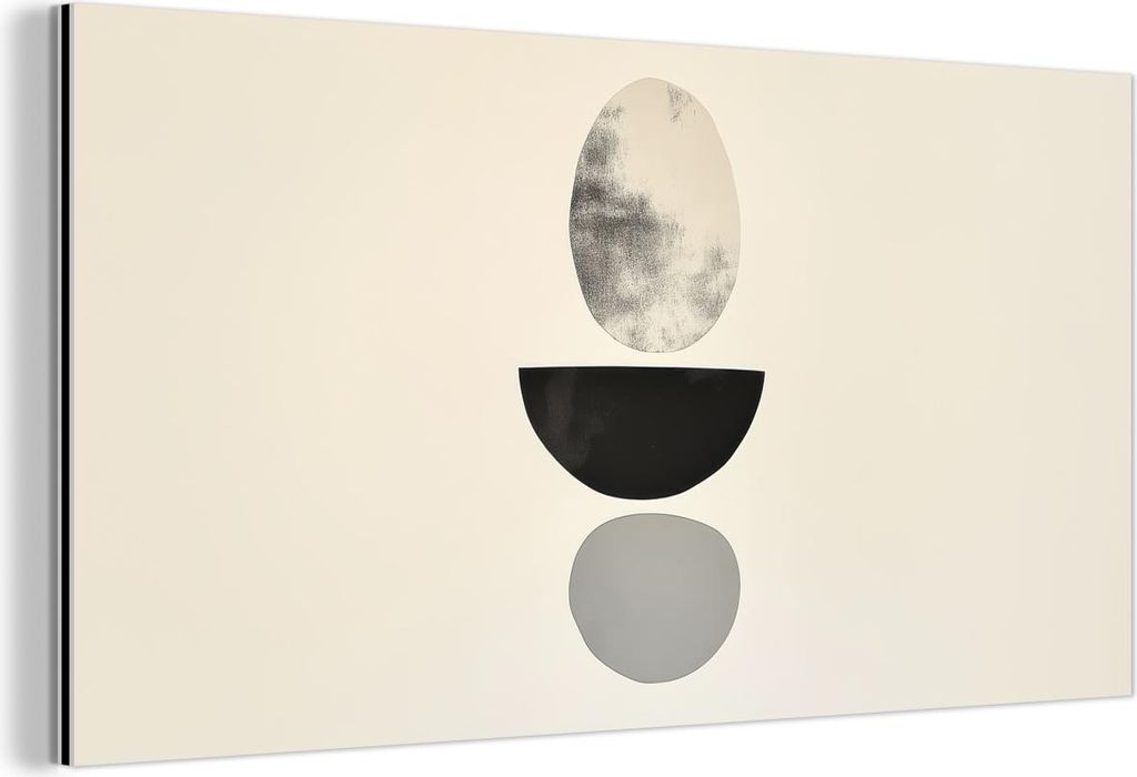 MuchoWow Wanddekoration Metall Metallbild Wandkunst 80x40 cm Beige - Japandi - Wabi sabi MuchoWow Aluminium Gemälde - Wanddekoration - Alubild