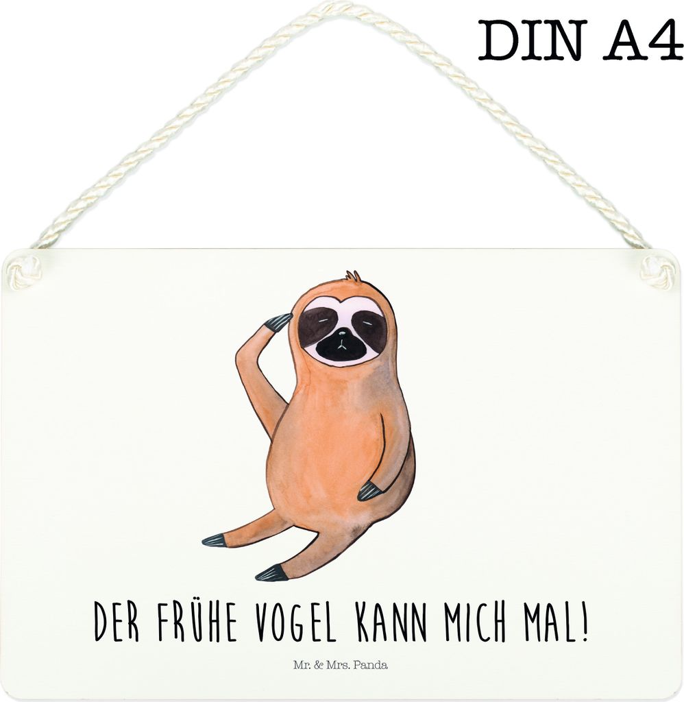 Mr. & Mrs. Panda Schild Faultier Vogel DIN A4 - Weiß - Geschenk, Spinner, Türschild, Holzschild, holzbild, Morgenmuffel, faul, Wandschild, Wandbi...