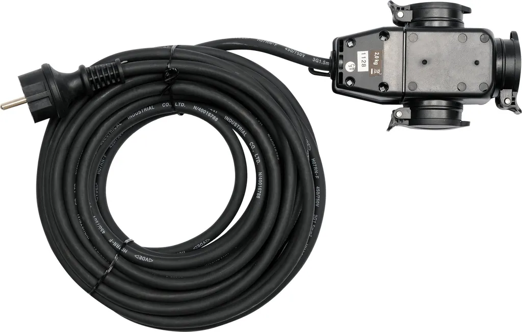 Câble Extension 3G1.5mm 10M avec Triple Prise Étanche IP44 Renforcée