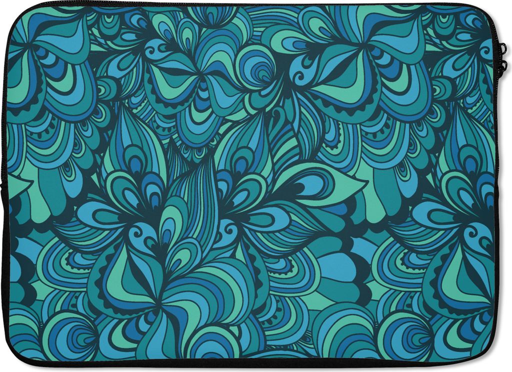 MuchoWow Laptop Hülle 13 Zoll Design - Vintage - Blau - Türkis Laptoptasche - Laptophülle - Sleeve - Rundumschutz