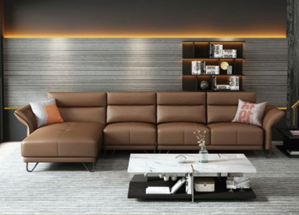 Italienische Design Leder Sofa Stil Möbel Couchtisch Sitz Polster Eck Garnitur
