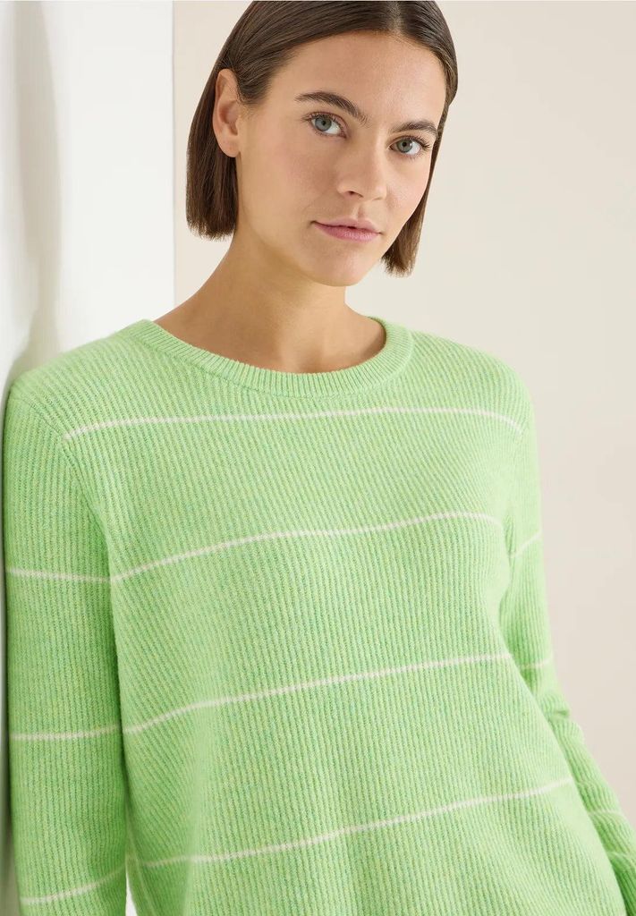 Cecil (304) TOS_Cosy structure stripe, bamboo green melange 27385 27385 XXL