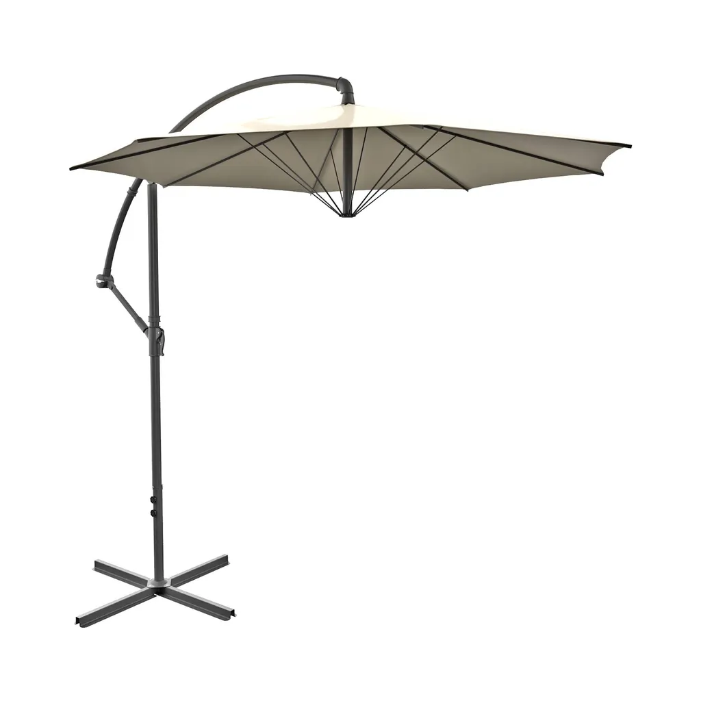 Parasol de jardin décentré 3x3m octogonal beige avec manivelle et Airvent
