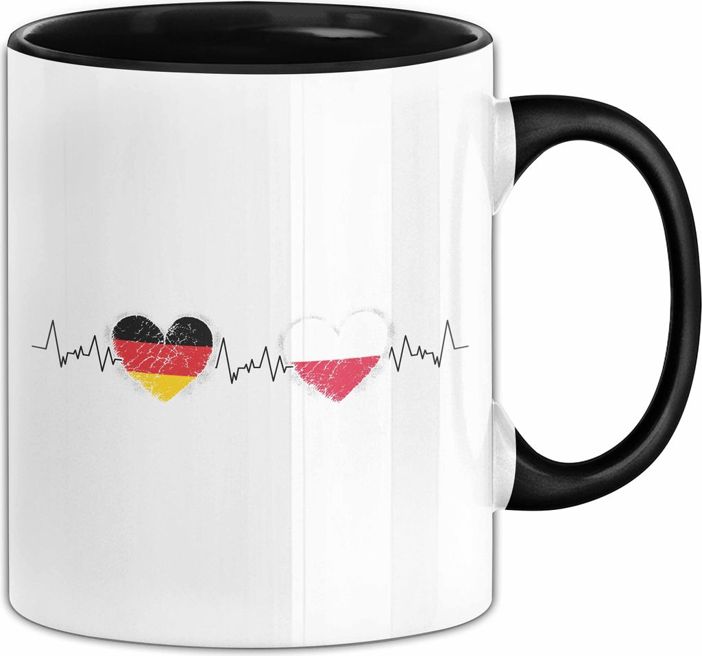 Deutschland Und Polen Tasse Doppelte Staatsbürgerschaft Geschenke Deutsch Polnisch Flaggen Fahnen Kaffee-Becher (Schwarz)
