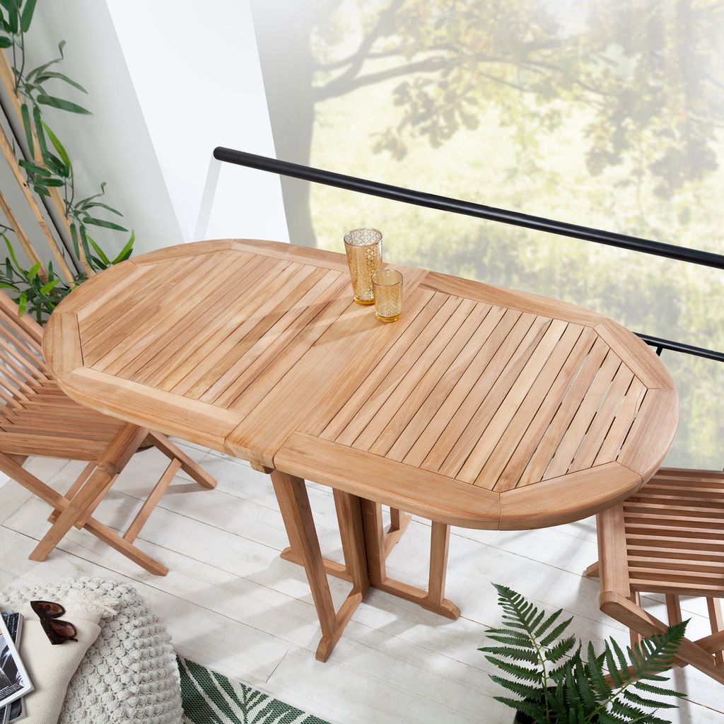 Massiver Balkontisch EMPIRE TEAK 120cm Teakholz Produktbild 