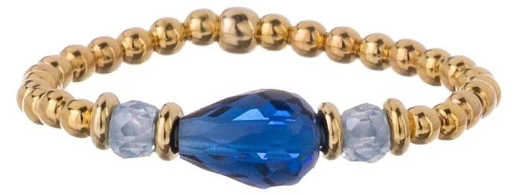 Bague dorée sertie de cristaux et zircons brillants - Design boule or 53