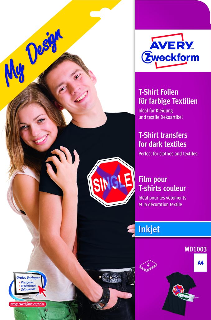 Avery Zweckform MD1003 Textilfolien für farbige Textilien, Produktbild 