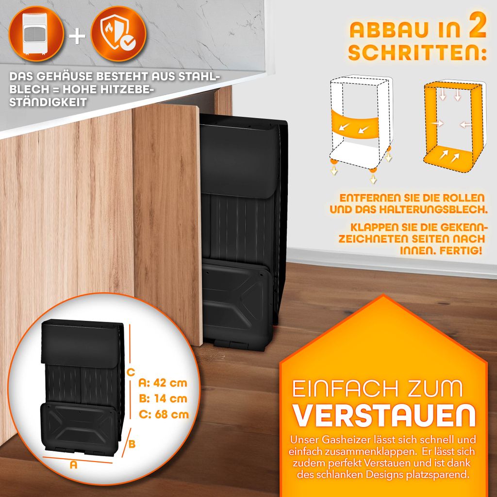 Nagrzewnica gazowa TRESKO® 4200 W, czarna, z regulatorem Zdjęcie produktu 4