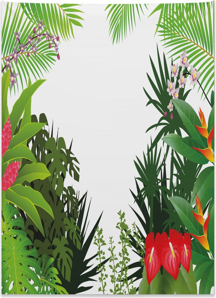 Abakuhaus Blatt Wandteppich, Hibiscus Anthurium Blätter aus Weiches Mikrofaser Stoff Kein Verblassen Klare Farben Waschbar, 110 x 150 cm, Pink Wei...