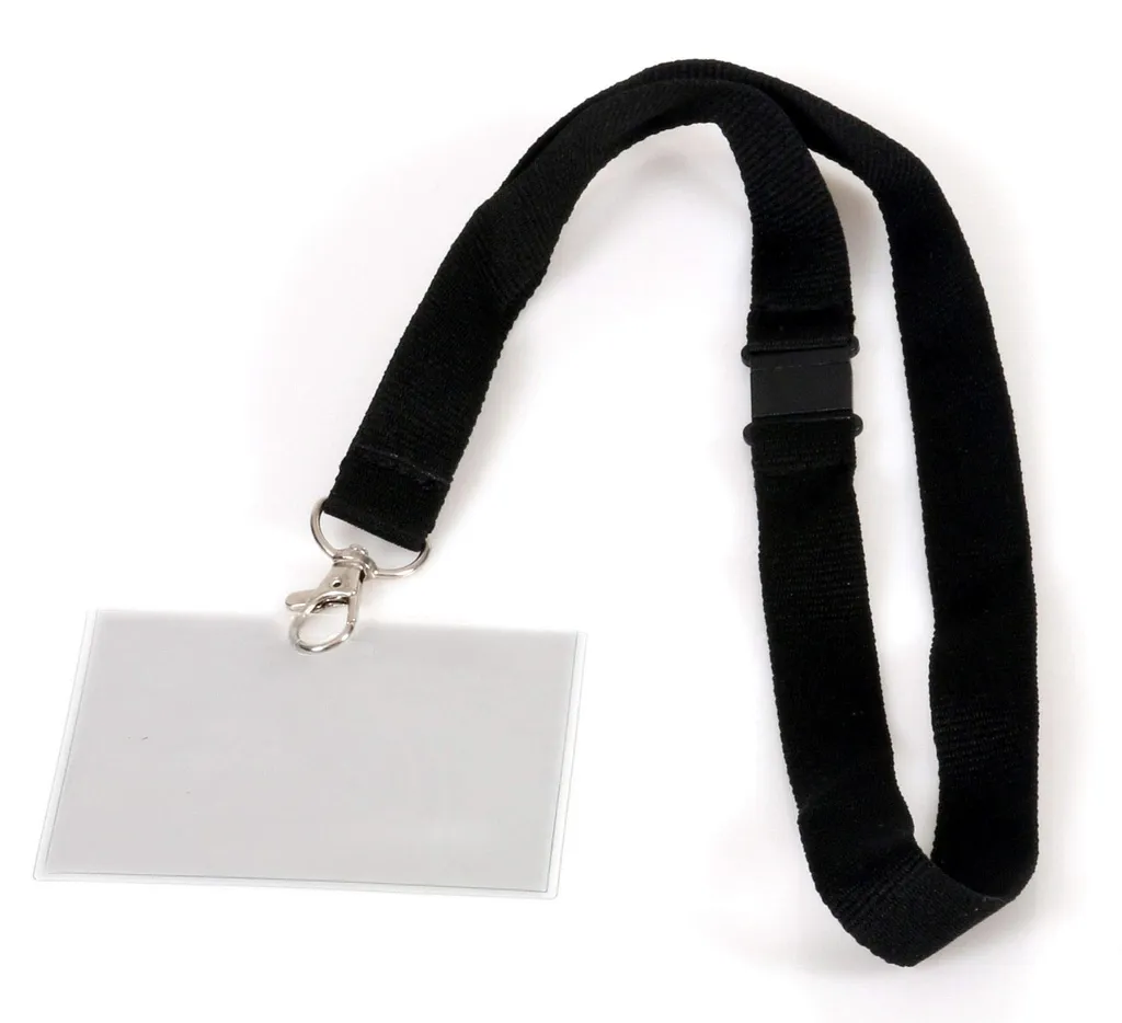 Porte-badge transparent haute visibilité avec cordon et 5 étiquettes vident