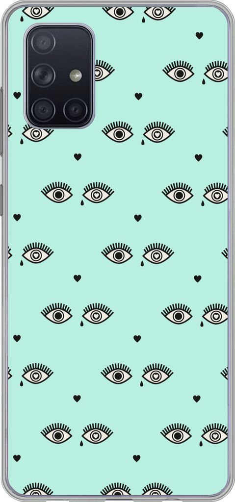 MuchoWow Handyhülle Schutzhülle Hülle für Telefoonhoesje Samsung Galaxy A51 5G Mädchen - Augen - Herzen - Muster - Mädchen - Kinder - Kinde...