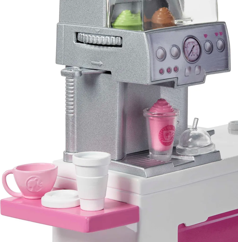 Barbie Café Set de Barista Interactif avec 20 Accessoires Variés