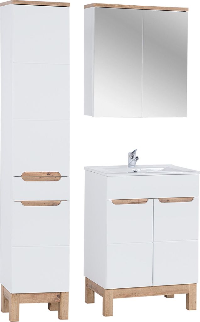 Zestaw Mebli Łazienkowych 60 Cm Z Umywalką, Szafką Wysoką I Zdjęcie produktu 