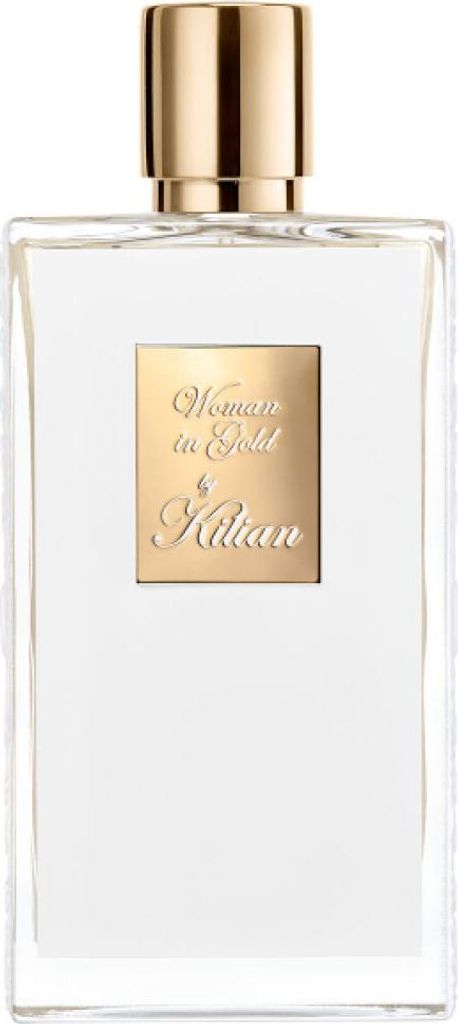 A front view of a Kilian Woman in Gold Eau de Parfum bottle.