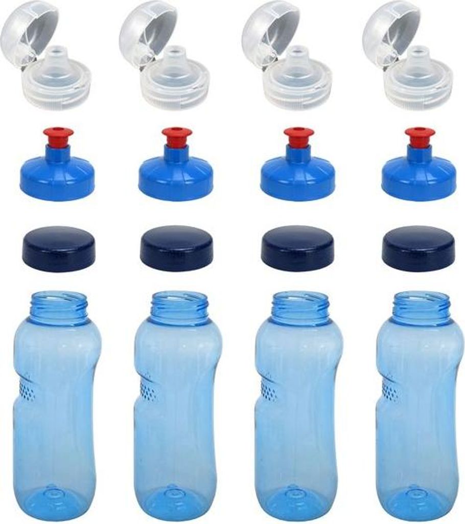 4x 0,5L Kavodrink Wasserflasche Trinkflasche + 4x FlipTop + 4x Push-Pull