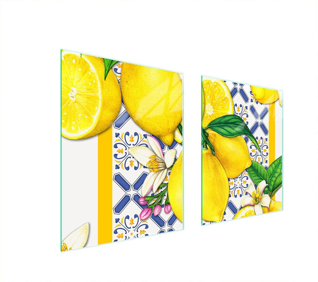 Glasschutzplatte Für Herd 85X52 Zitrone