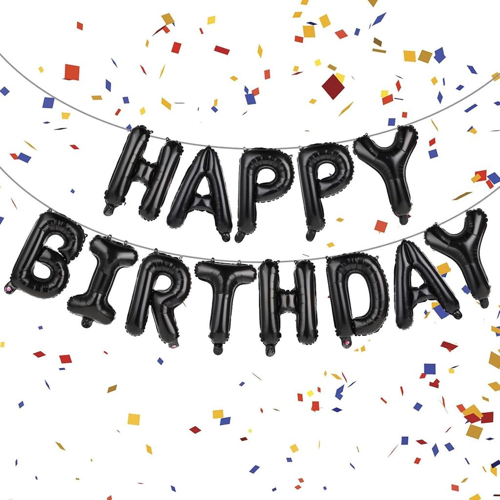 Happy Birthday Ballon Banner, Geburtstagsdeko 16 Zoll Happy Birthday Luftballons Buchstaben Folienballons Geburtstagsballon Helium Ballon für Happ...