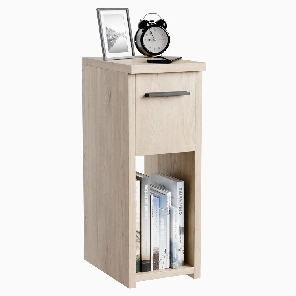 Nachttisch - 20x30x55 cm - Eiche Torro - schmal - Loft Design - mit Schublade - mit Ablage - einfache Montage