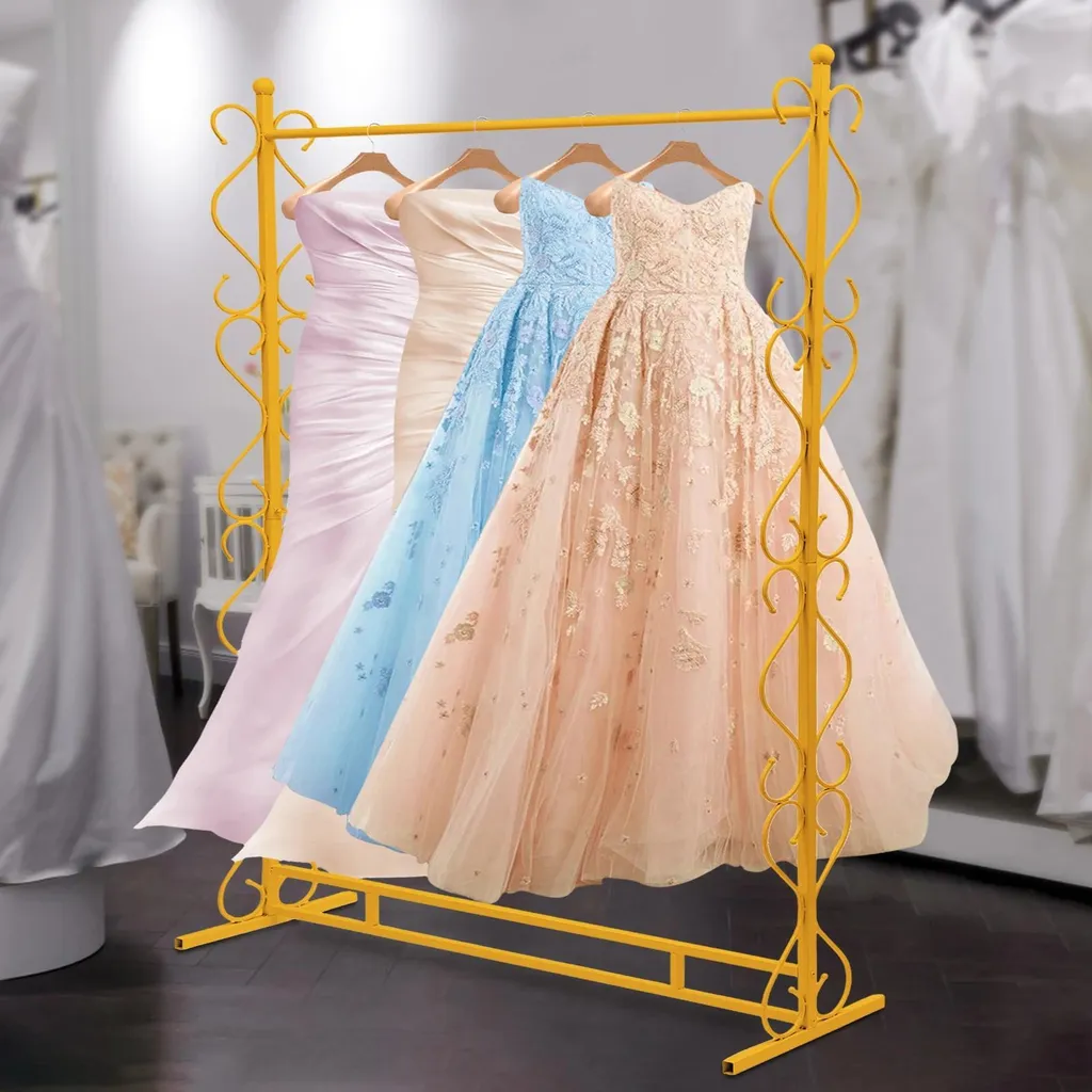 Porte-robe en métal or cadre carré - Support robuste pour mariages - 4