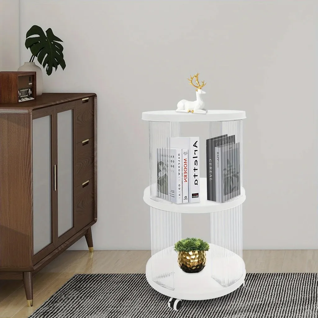 Bibliothèque pivotante 360 degrés robuste étagère d'angle design moderne