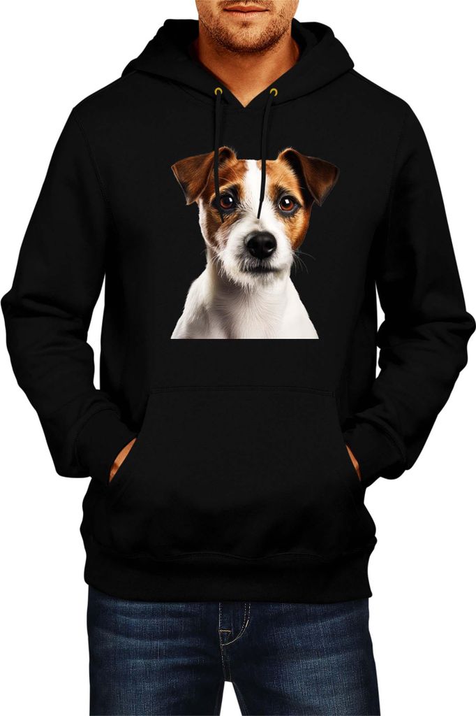 Herren Kapuzenpullover Dogs Breeds Russell Terrier Dog Breed 005, Man S / Schwarz
