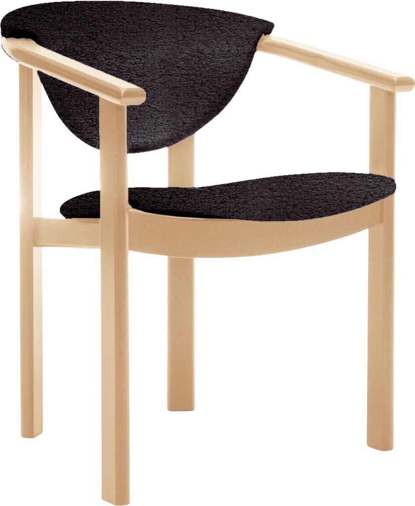 Polsterstuhl mit Armlehnen Kate F1 moderne gepolsterte Stuhl stilvoll Sessel für Esszimmer in Boucle, Farbe: schwarz - catch me 100, Beinefarbe: n...