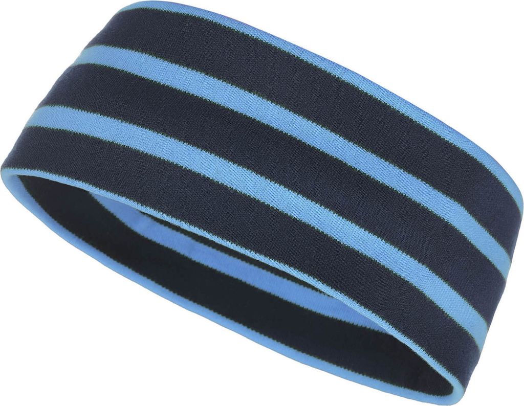 modAS Uni Stirnband Maritim für Kinder - Ohrwärmer zweilagig aus Baumwolle in Blau-Azur Größe 1 - bis 48 cm Kopfumfang (Kleinkind)