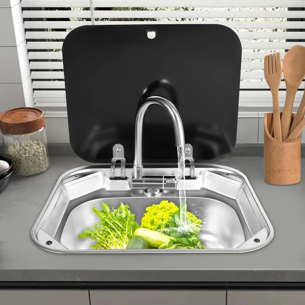 Lavabo robuste noir et argenté en alliage durable haute qualité