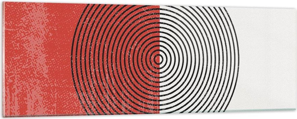 Bilder auf glas - Einteilig - Abstraktion Weiß-Rot Kreise - 90x30cm - Glasbilder - Wandbilder - Bilder - Wanddekoration aus Glas - Glas Bilder - W...