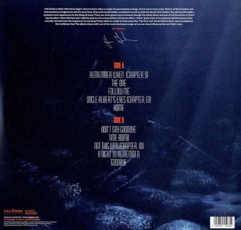 Saga Full Circle Vinyle Remasterisé Gatefold - Son Haute Qualité Audio