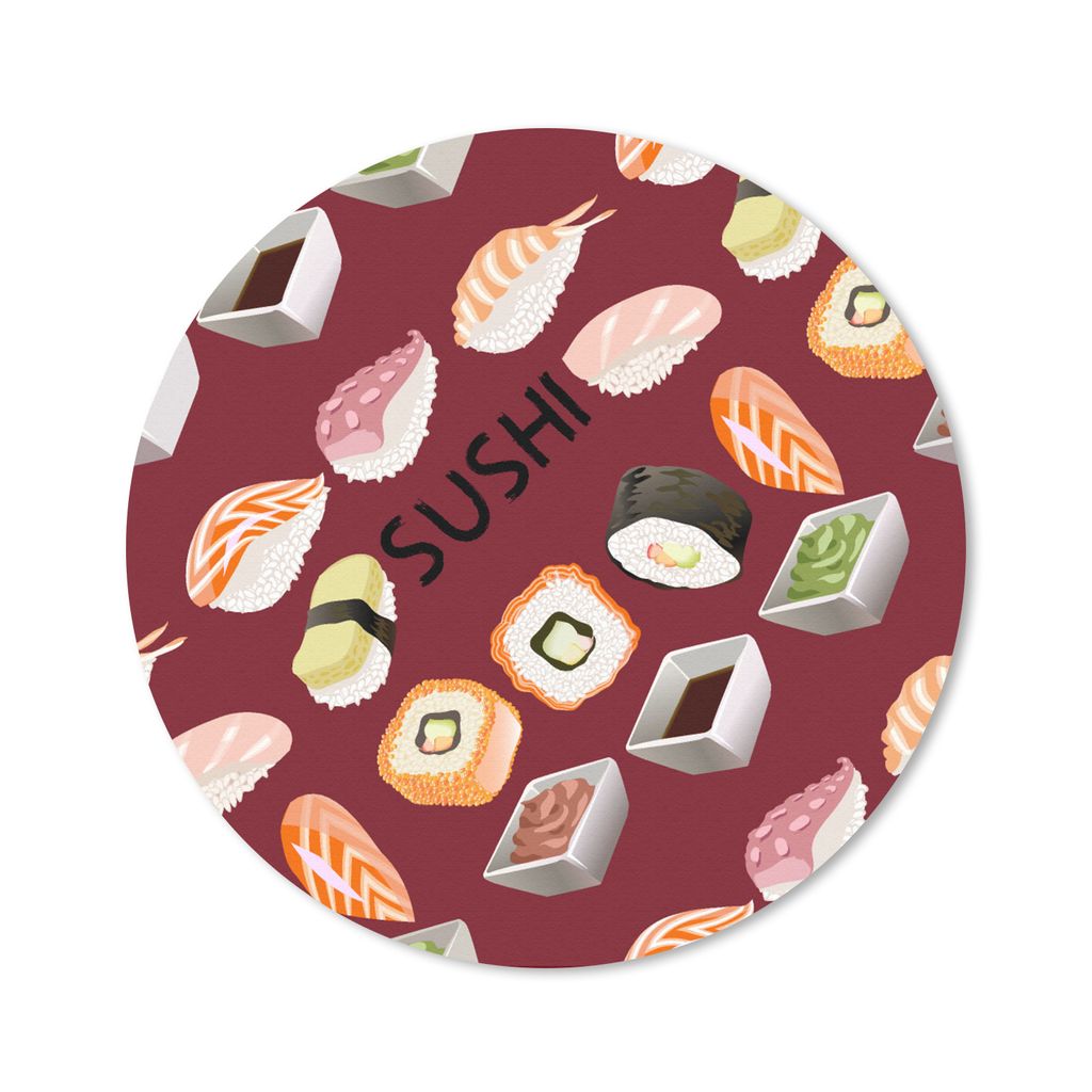 MuchoWow Mauspad Mousepad Diagramm - Sushi - Japan - Zitate 40x40 cm - Mousepads - Maus Mat - Pad - Mausunterlage - Schreibtisch Accessoires