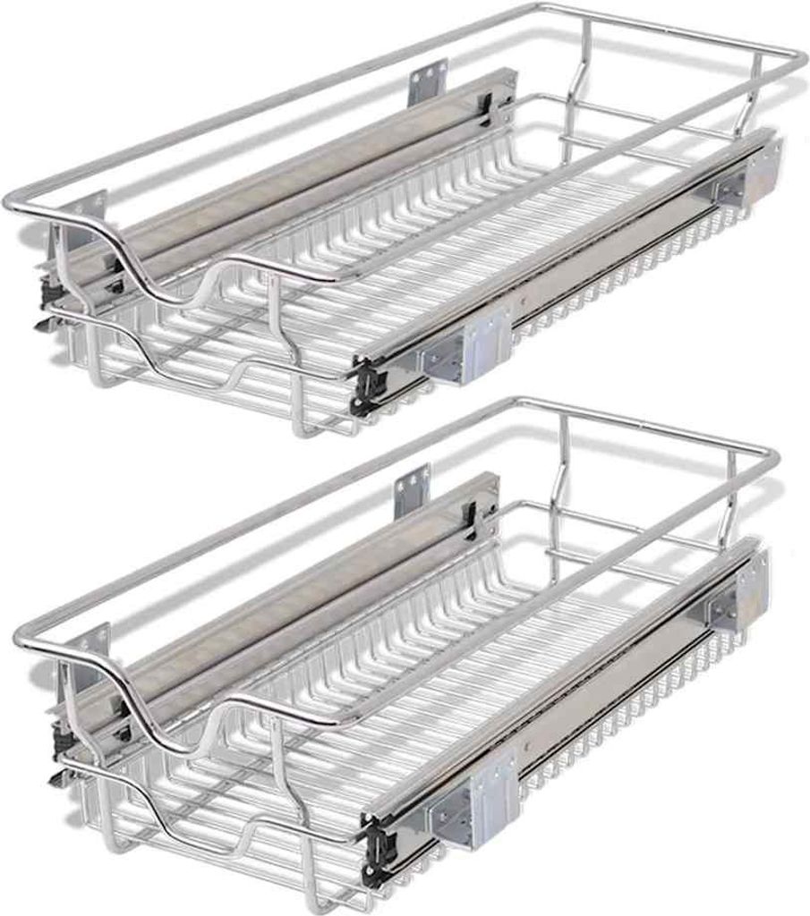 vidaXL Vestavná zásuvka Výsuvný koš 2 ks Stříbrná 300 mm Obrázek produktu 