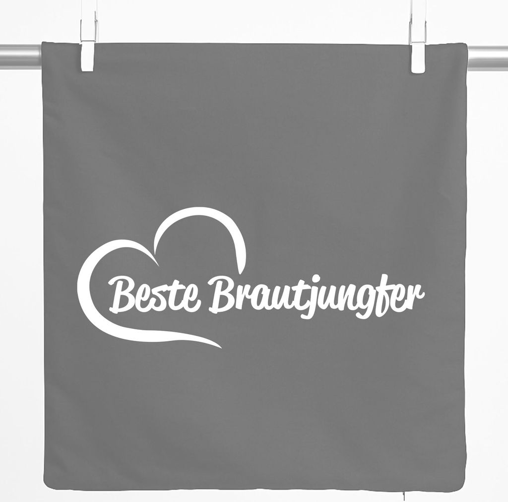 Huuraa Kissenbezug Beste Brautjungfer Herz 40x40cm Steel Grey Baumwolle Dekokissenbezug Geschenkidee