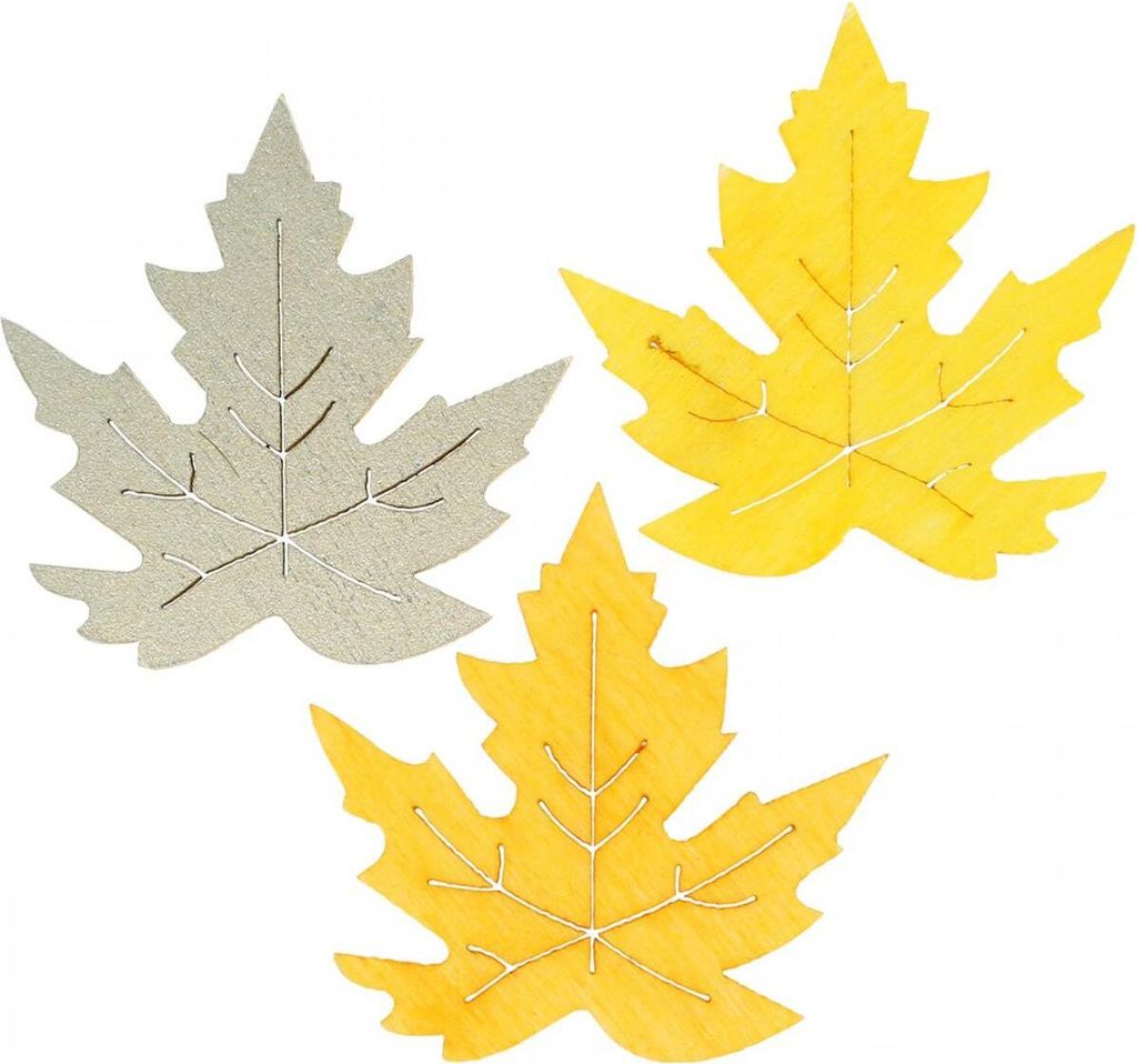 Herbstliche Streudeko Ahornblätter 4cm, Holz, 72 Stück - Golden, Orange, Gelb