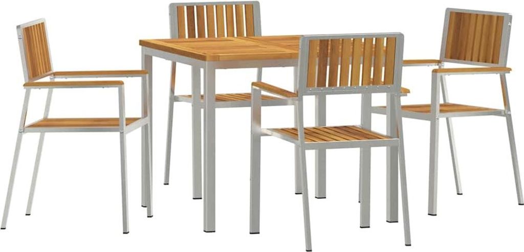 vidaXL Outdoortisch-Set 5 pcs Braun Massivholz Akazie