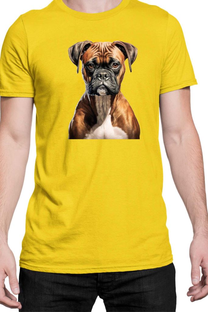 Herren T-Shirt Dogs Breeds Boxer Dog Breed 005, Man M / Gelb