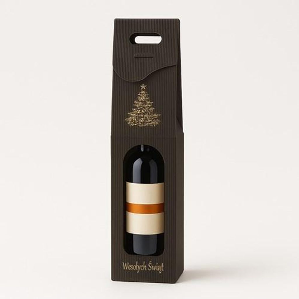 Weihnachtskarton mit Riffelung für Wein 85 x 85 x 330 mm Schwarz