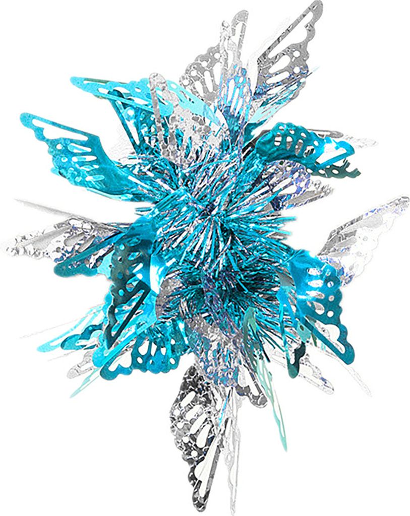 Kinder Tanz Handgelenk Blume Schmetterlinge Nachbildung Helle Farben Elastisches Gummiband Armband Kinder Leistung Party Tragen Zubehör Silber & Blau