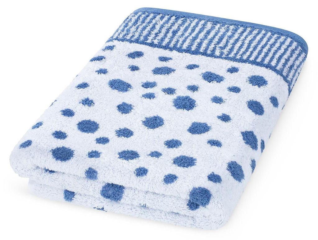 Ross Walk-Frottier Handtücher Tupfen allover Duschtuch 70x140 cm blau