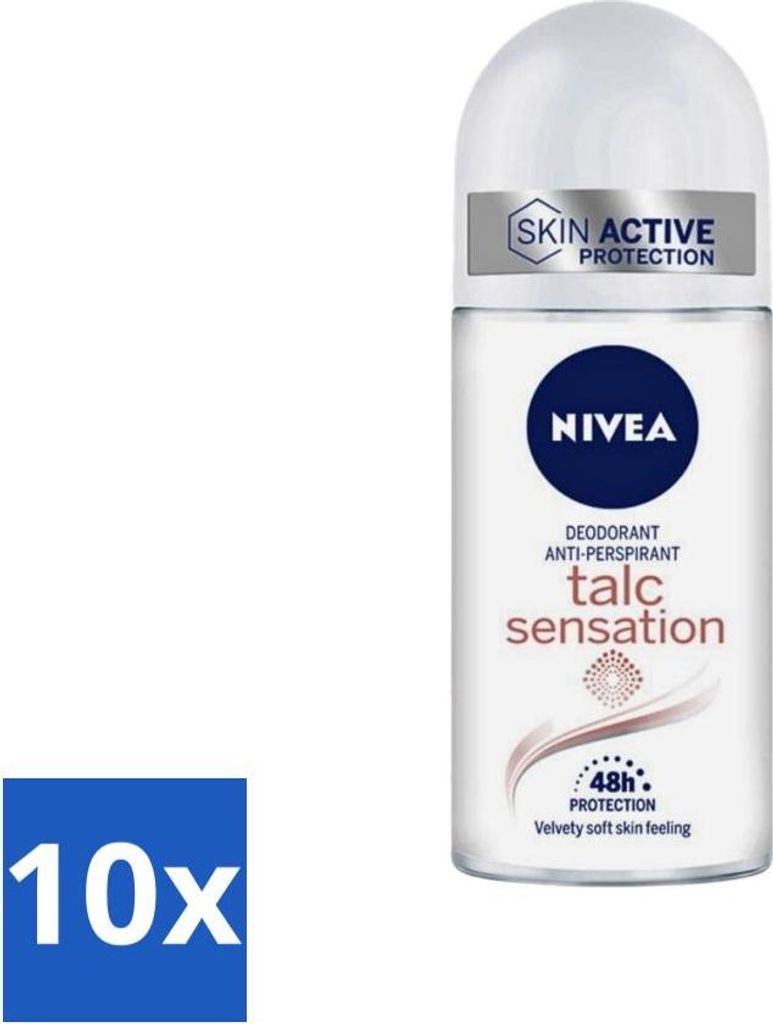 Nivea - Deo Roll-On - Talc Sensation - Antitranspirant - 50 ml - Vorteilspack - 10 Stücke