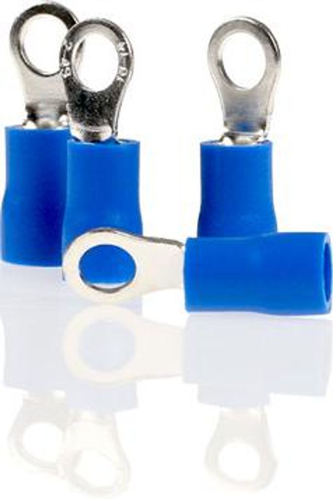 alca Ring-Kabelschuhe blau 4,3mm 10St. 1,5-2,5 mm² M4 teilisoliert Kabelschuhe Ringkabelschuhe Kabelschuh Quetschkabelschuhe Mechaniker, Kfz, etc.
