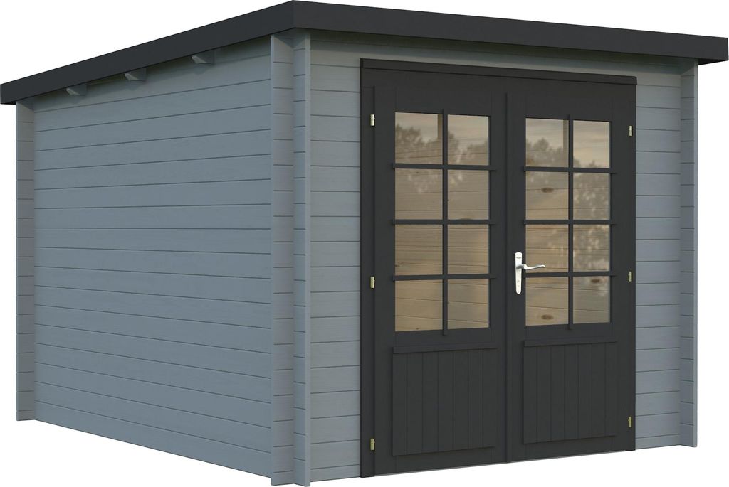 Palmako Gartenhaus Ella 6,9 m² - 28 mm hellgrau/anthrazit lackiert