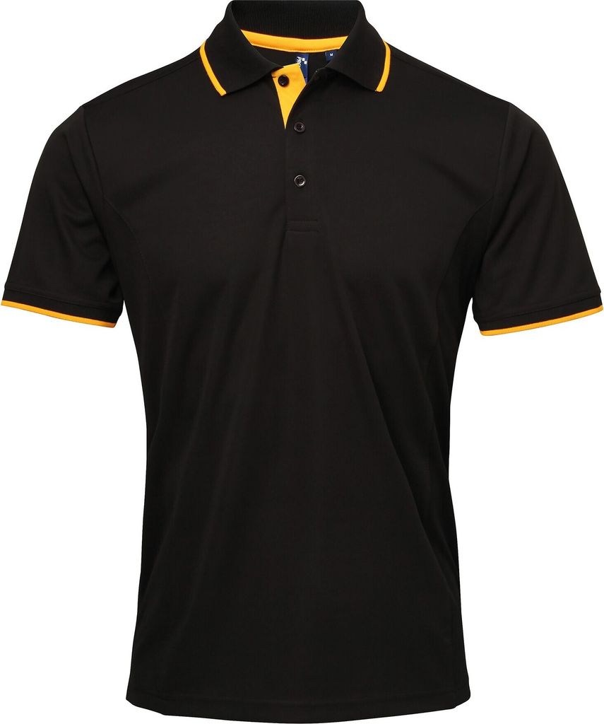 Premier Herren Kontrast Coolchecker Polo Shirt RW5520 (M) (Schwarz/Sonnenblume)
